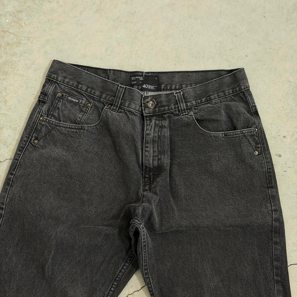 Vintage Y2K Rocawear 40x31 Black Original Fit Straight Leg Baggy Relaxed Jeans - Picture 3 of 6